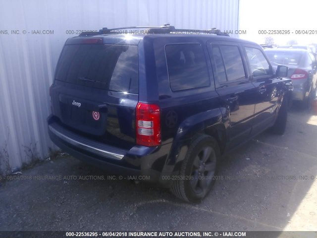 1C4NJPFA6ED645019 - 2014 JEEP PATRIOT LATITUDE BLUE photo 4