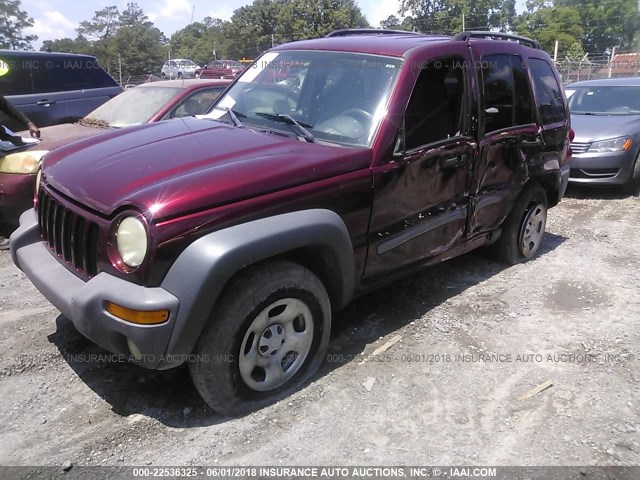 1J4GK48K23W505264 - 2003 JEEP LIBERTY SPORT/FREEDOM ბურგუნდია ფოტო 2