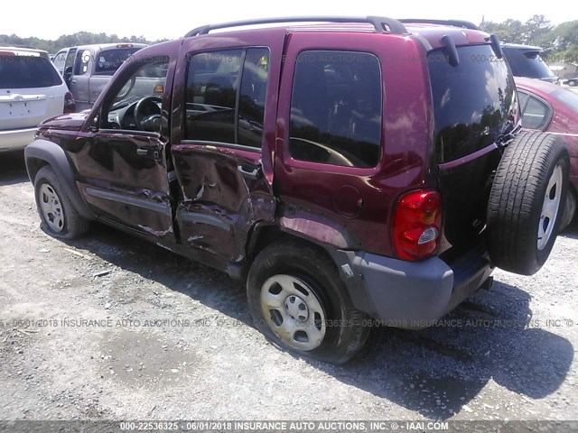 1J4GK48K23W505264 - 2003 JEEP LIBERTY SPORT/FREEDOM BURGUNDY photo 3