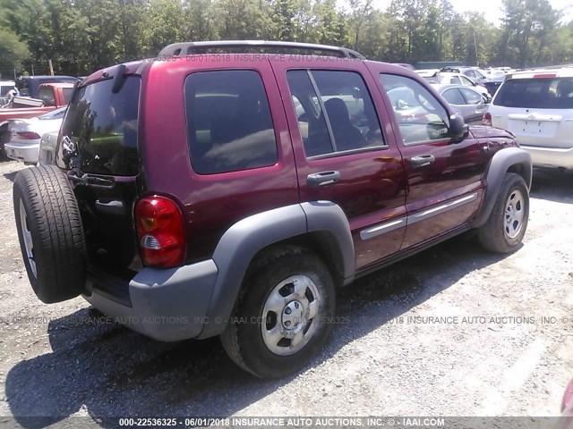 1J4GK48K23W505264 - 2003 JEEP LIBERTY SPORT/FREEDOM BURGUNDY photo 4