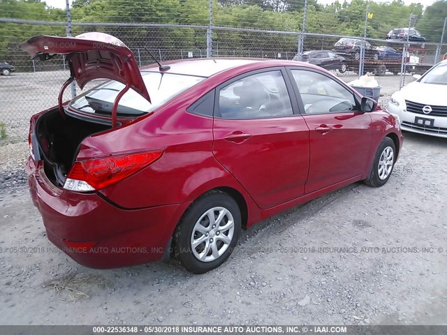 KMHCT4AE2DU516473 - 2013 HYUNDAI ACCENT GLS/GS RED photo 4