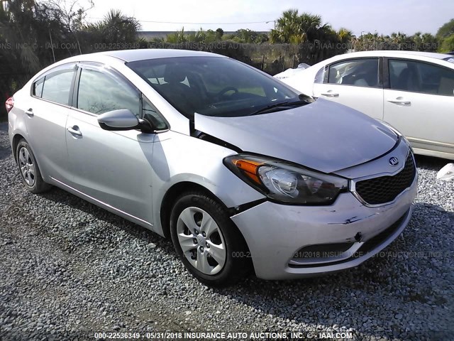 KNAFK4A62F5432600 - 2015 KIA FORTE LX SILVER photo 1