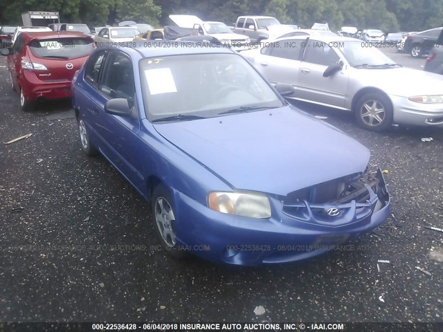 KMHCG35C81U077413 - 2001 HYUNDAI ACCENT GS BLUE photo 1