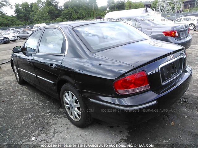 KMHWF35H43A855092 - 2003 HYUNDAI SONATA GLS/LX BLACK photo 3