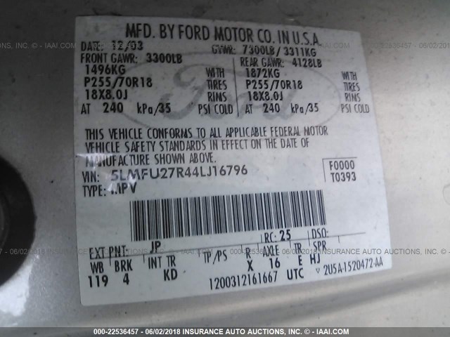 5LMFU27R44LJ16796 - 2004 LINCOLN NAVIGATOR SILVER photo 9