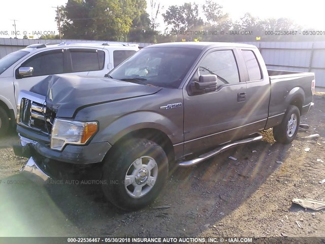 1FTEX1CM7BFB46269 - 2011 FORD F150 SUPER CAB GRAY photo 2