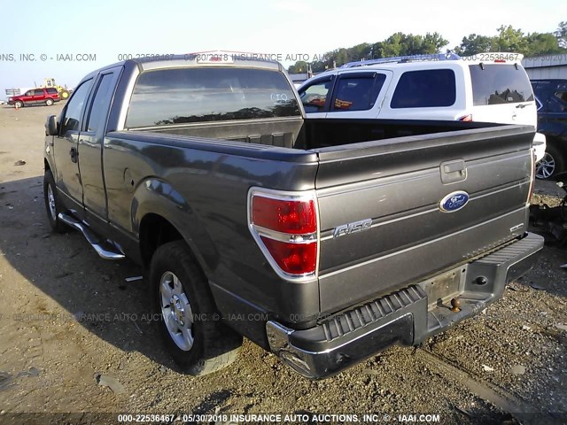 1FTEX1CM7BFB46269 - 2011 FORD F150 SUPER CAB GRAY photo 3