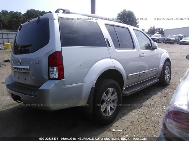 5N1AR18U08C603771 - 2008 NISSAN PATHFINDER S/LE/SE SILVER photo 4