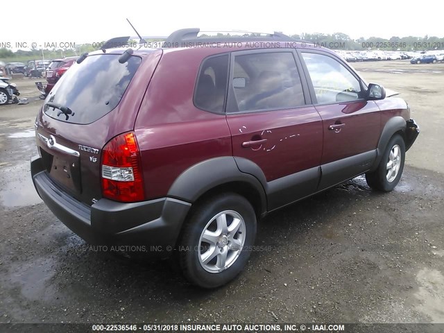 KM8JN72D55U109466 - 2005 HYUNDAI TUCSON GLS/LX MAROON photo 4