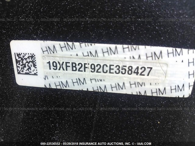 19XFB2F92CE358427 - 2012 HONDA CIVIC EXL Boz foto 9