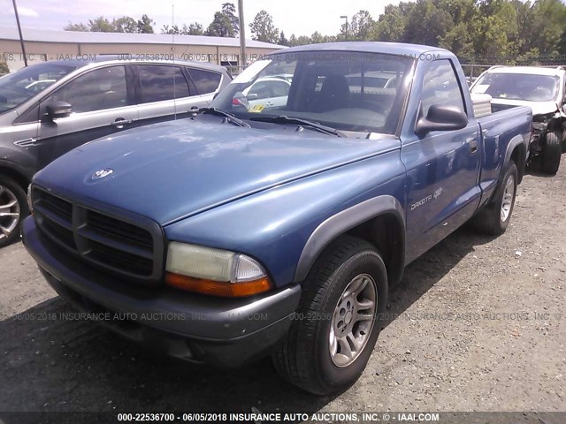 1B7FL16X62S667030 - 2002 DODGE DAKOTA SXT BLUE photo 2