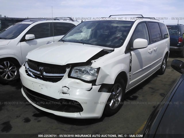 2C4RDGCG9CR247511 - 2012 DODGE GRAND CARAVAN SXT WHITE photo 2