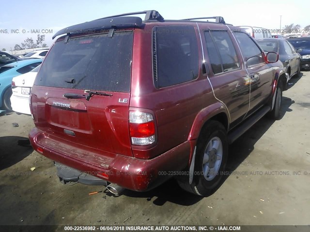JN8AR07S7YW396748 - 2000 NISSAN PATHFINDER LE/SE/XE RED photo 4