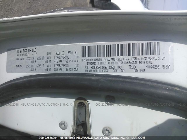 3C6UR5HL1HG711983 - 2017 RAM 2500 ST WHITE photo 9