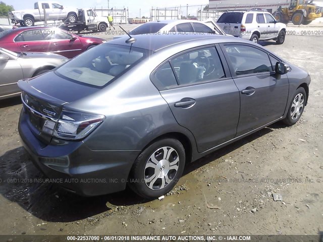 19XFB4F2XDE201132 - 2013 HONDA CIVIC HYBRID GRAY photo 4