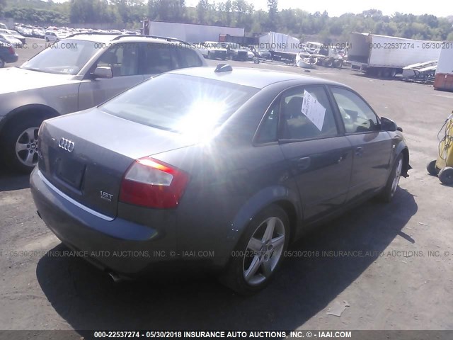 WAULC68E14A200325 - 2004 AUDI A4 1.8T QUATTRO GRAY photo 4