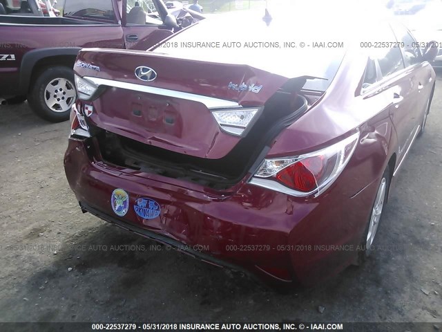 KMHEC4A47BA011432 - 2011 HYUNDAI SONATA HYBRID RED photo 6