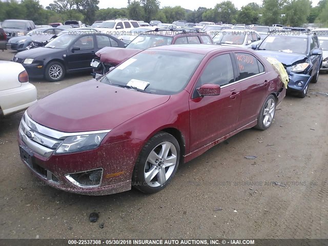 3FAHP0KC2AR179025 - 2010 FORD FUSION SPORT RED photo 2