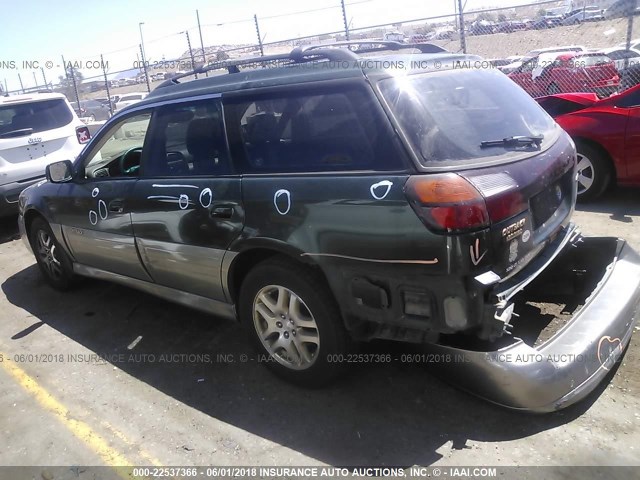 4S3BH686617643748 - 2001 SUBARU LEGACY OUTBACK LIMITED GREEN photo 3