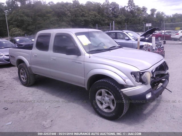 5TEHN72N21Z826596 - 2001 TOYOTA TACOMA DOUBLE CAB SILVER photo 1