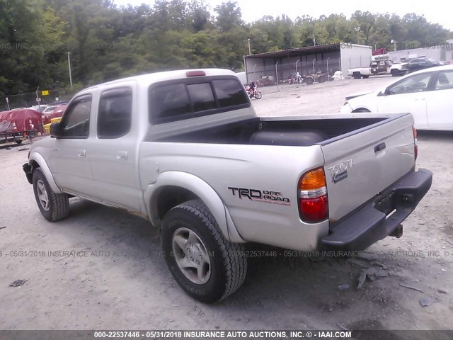 5TEHN72N21Z826596 - 2001 TOYOTA TACOMA DOUBLE CAB SILVER photo 3