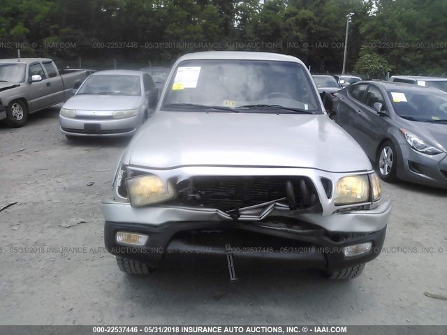 5TEHN72N21Z826596 - 2001 TOYOTA TACOMA DOUBLE CAB SILVER photo 6