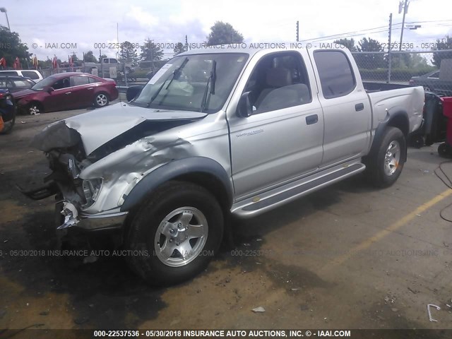 5TEGN92N24Z404498 - 2004 TOYOTA TACOMA DOUBLE CAB PRERUNNER SILVER photo 2