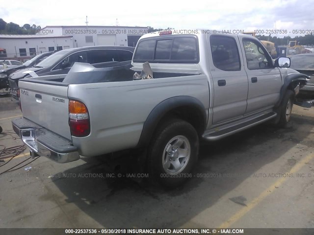 5TEGN92N24Z404498 - 2004 TOYOTA TACOMA DOUBLE CAB PRERUNNER SILVER photo 4
