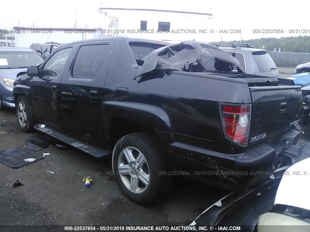 5FPYK1F52CB455886 - 2012 HONDA RIDGELINE RTL BLACK photo 3