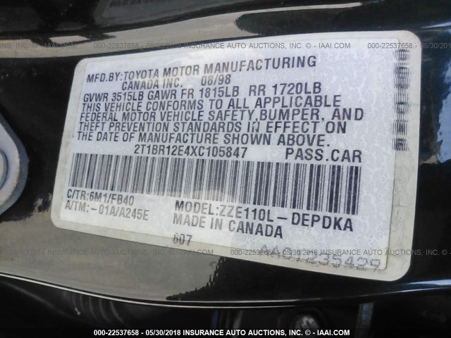 2T1BR12E4XC105847 - 1999 TOYOTA COROLLA VE/CE/LE 绿色 照片 9