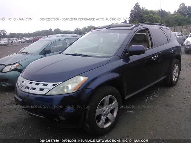 JN8AZ08W74W306848 - 2004 NISSAN MURANO SL/SE Dark Blue photo 2