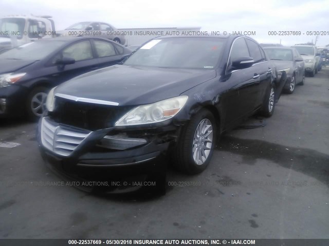 KMHGC46E69U016978 - 2009 HYUNDAI GENESIS 3.8L BLACK photo 2