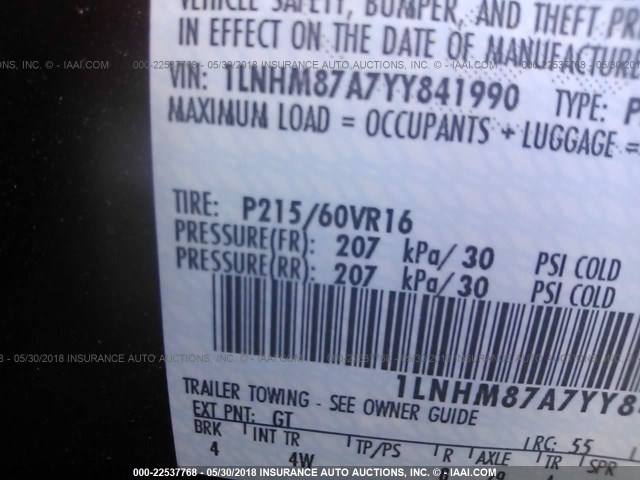 1LNHM87A7YY841990 - 2000 LINCOLN LS MAROON photo 9