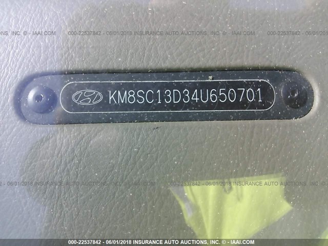 KM8SC13D34U650701 - 2004 HYUNDAI SANTA FE GLS/LX GOLD photo 9