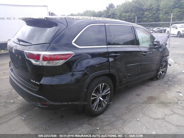 5TDJKRFH8GS353934 - 2016 TOYOTA HIGHLANDER XLE BLACK photo 4