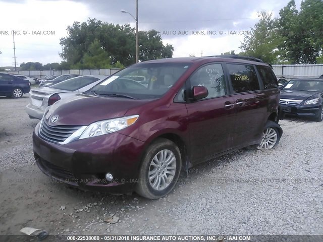 5TDYK3DC6DS344308 - 2013 TOYOTA SIENNA XLE/LIMITED RED photo 2