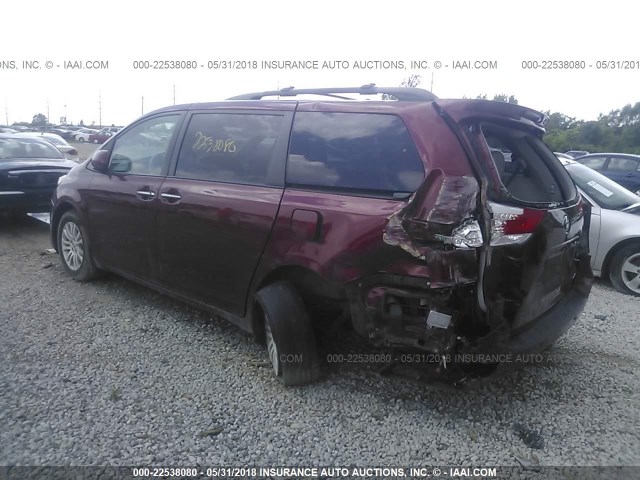 5TDYK3DC6DS344308 - 2013 TOYOTA SIENNA XLE/LIMITED RED photo 3