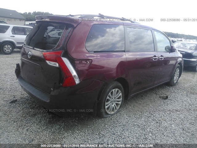 5TDYK3DC6DS344308 - 2013 TOYOTA SIENNA XLE/LIMITED RED photo 4