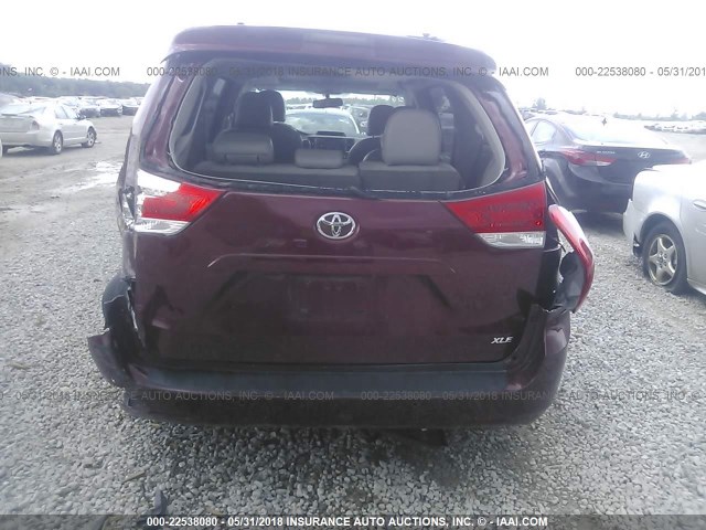 5TDYK3DC6DS344308 - 2013 TOYOTA SIENNA XLE/LIMITED RED photo 6