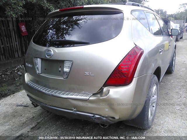 JN8AZ08T26W416747 - 2006 NISSAN MURANO SL/SE/S GOLD photo 6