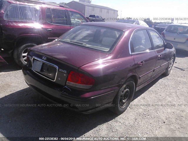 KMHWF25H44A986793 - 2004 HYUNDAI SONATA GL MAROON photo 4