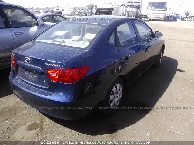 KMHDU46D37U066967 - 2007 HYUNDAI ELANTRA GLS/SE/LIMITED BLUE photo 4