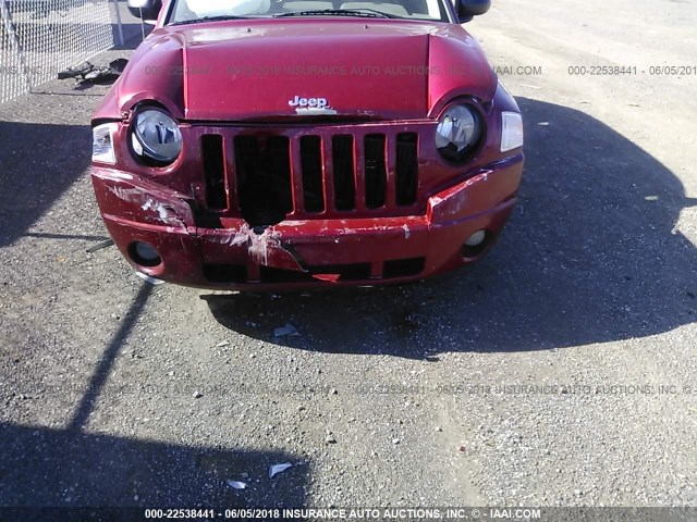 1J8FT47W87D118943 - 2007 JEEP COMPASS RED photo 6