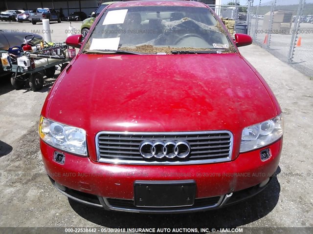 WAULC68E14A062530 - 2004 AUDI A4 1.8T QUATTRO RED photo 6