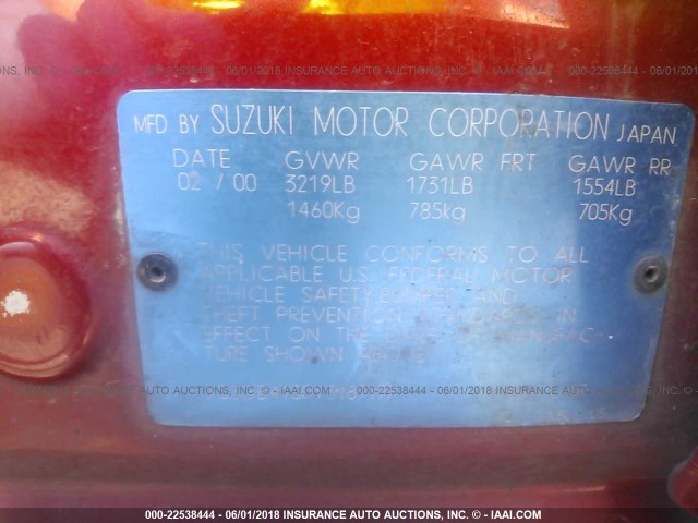 JS2GB41S0Y5187177 - 2000 SUZUKI ESTEEM GL/GLX/GLX SPORT BURGUNDY photo 9