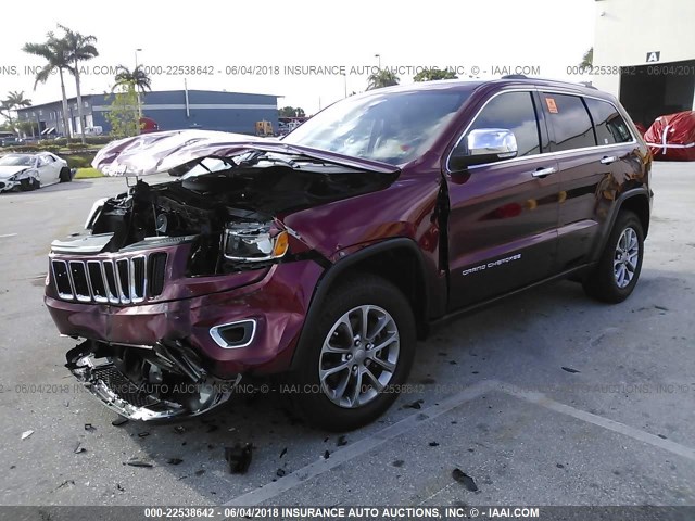 1C4RJEBG7FC841123 - 2015 JEEP GRAND CHEROKEE LIMITED RED photo 2