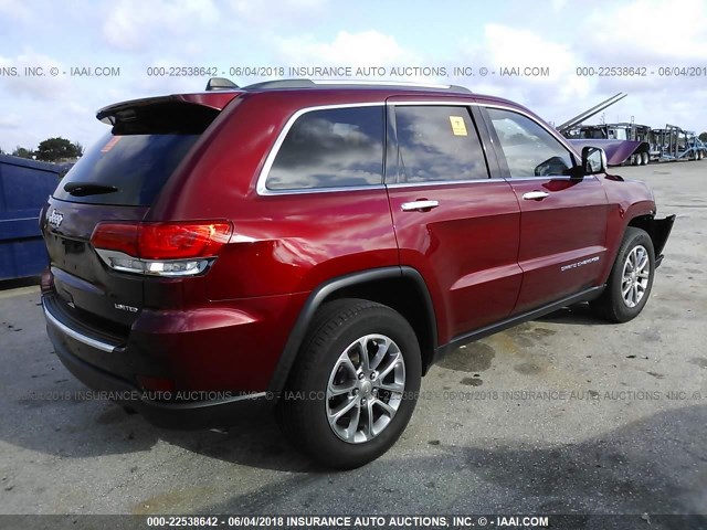 1C4RJEBG7FC841123 - 2015 JEEP GRAND CHEROKEE LIMITED RED photo 4