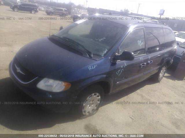 2C4GP44372R656355 - 2002 CHRYSLER TOWN & COUNTRY LX BLUE photo 2