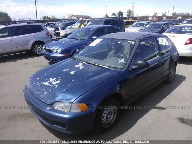 2HGEH2363RH520052 - 1994 HONDA CIVIC DX BLUE photo 2