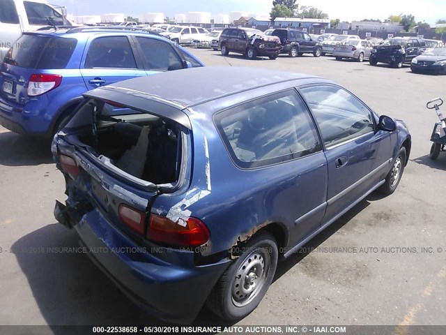 2HGEH2363RH520052 - 1994 HONDA CIVIC DX BLUE photo 4